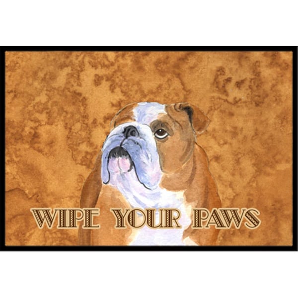 Carolines Treasures 24 X 36 In. Bulldog English Wipe Your Paws Indoor Or Outdoor Mat CA74601 - main